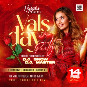Happy Valentines Day Party Event Post PSD