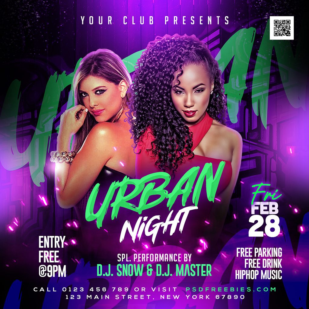 Urban Night Club Party Post PSD Template