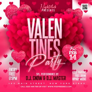 Valentines Day Party Event Social Media Post PSD