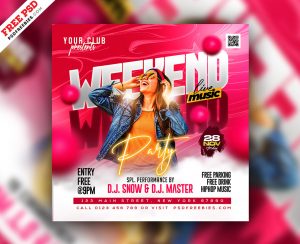 Weekend DJ Music Party Post PSD Template