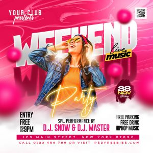 Weekend DJ Music Party Post PSD Template