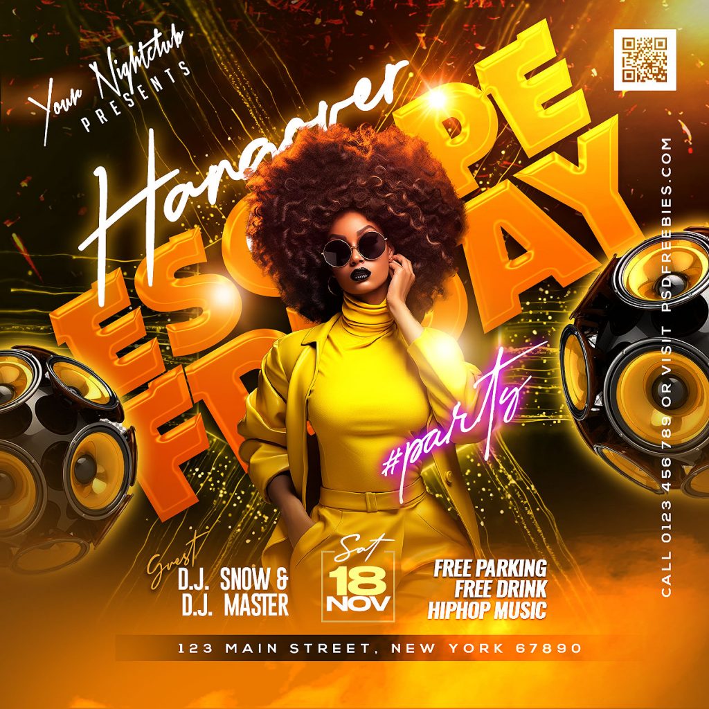 Friday Escape Club Party Post PSD Template