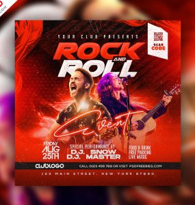 Rock n Roll Music Event Post PSD