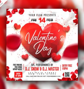 Valentines Day Party Promotional Post PSD