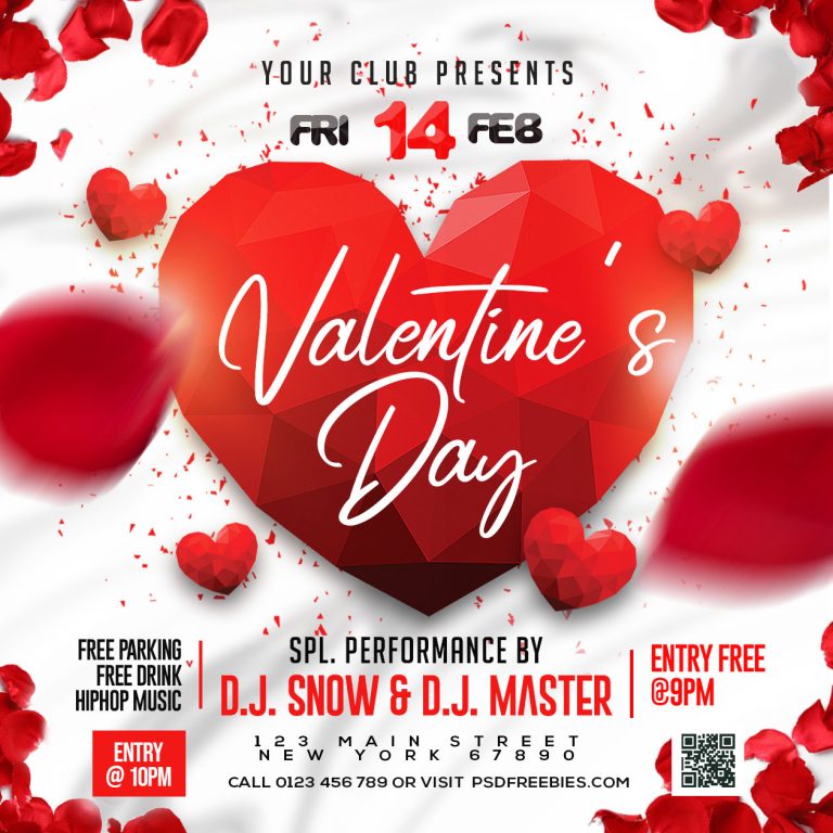 Free PSD | Valentines Day Party Promotional Post PSD | PSDFreebies.com