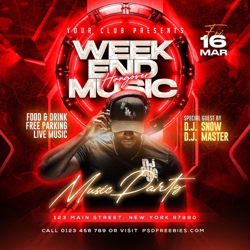 Weekend Hiphop Music Event Instagram Post PSD
