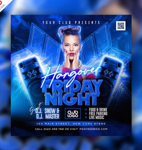 All Night Music Party Post PSD Template