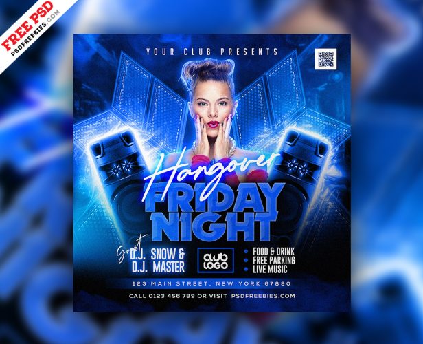 Free PSD | All Night Music Party Post PSD Template | PSDFreebies.com