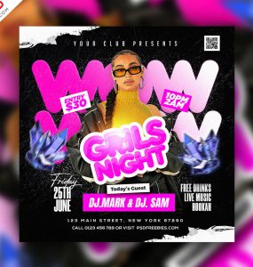 Girls Night Party Instagram Post PSD Template