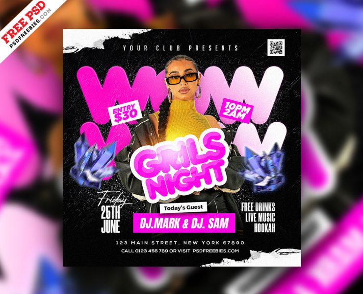 Girls Night Party Instagram Post PSD Template