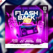 Neon Flashback Music Party Social Media Post PSD