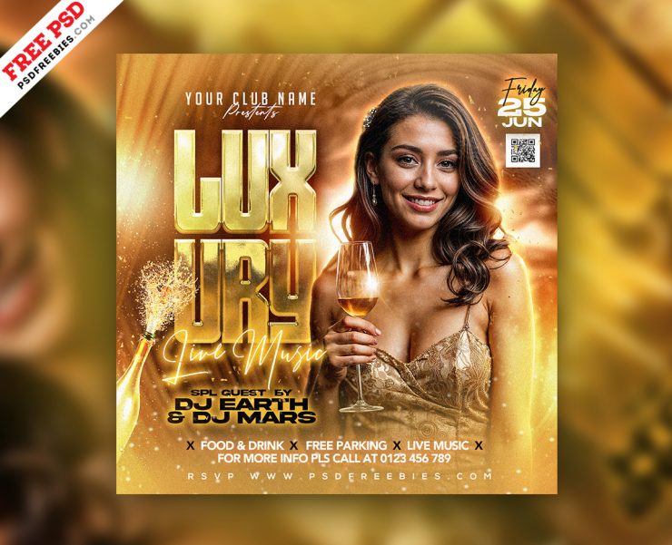 Gold Luxury party Social Media Post PSD