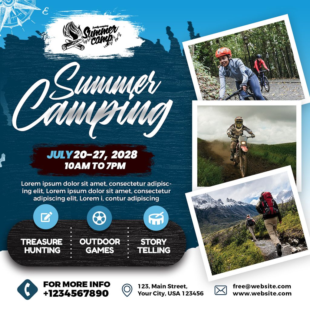 School Summer Camping Social Media Post PSD