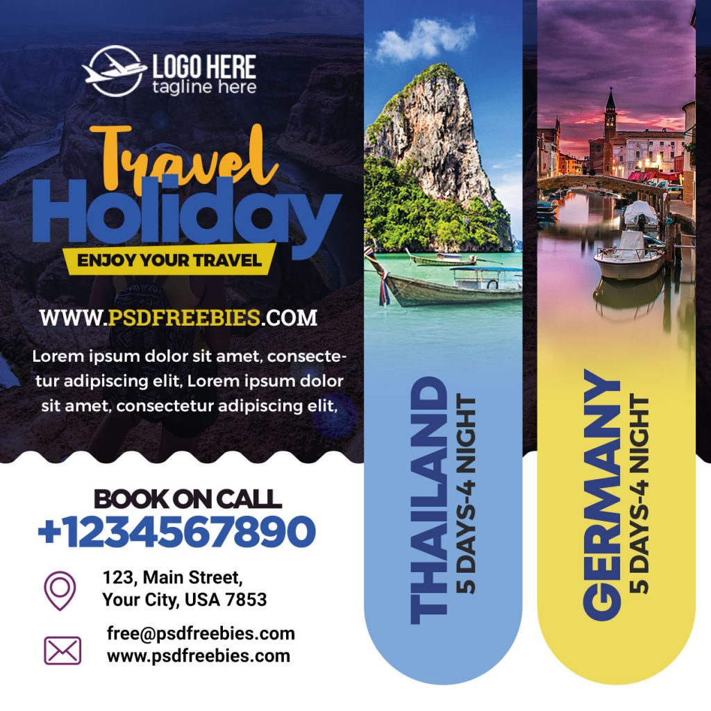 Travel Agency Business Promotion Instagram Post PSD