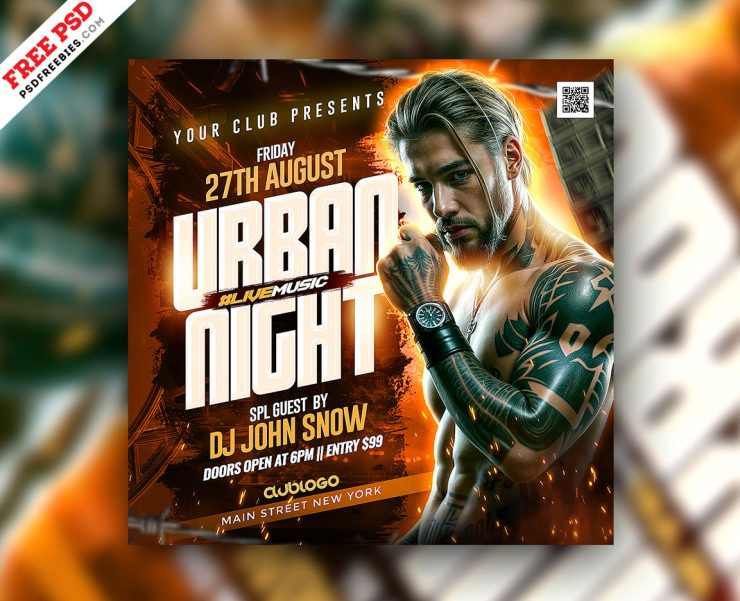 Urban Night Music Party Post PSD Template