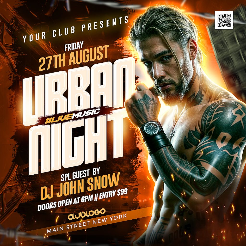 Urban Night Music Party Post PSD Template