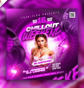 Weekend Crazy Music Party Post PSD Template