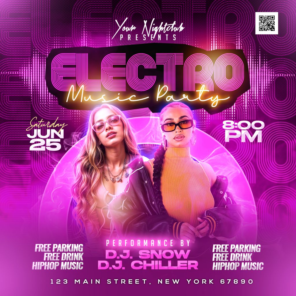 Electro House EDM Club Party Post PSD