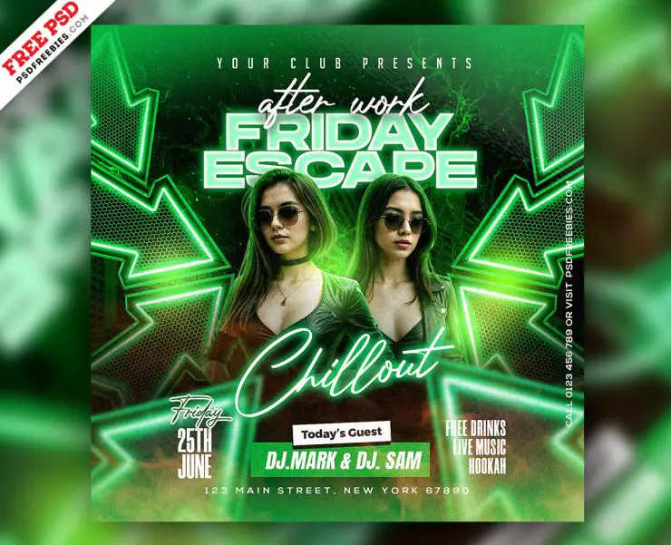 Friday Night Party Post Design PSD Template