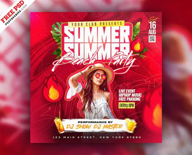 Free PSD | Summer Beach Music Party Post PSD Template | PSDFreebies.com