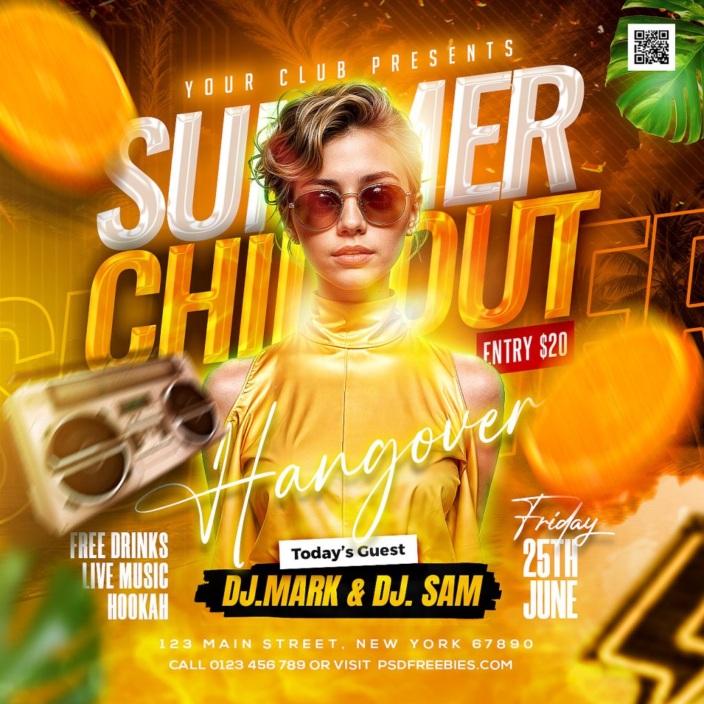 Summer Chillout DJ Event Instagram Post PSD