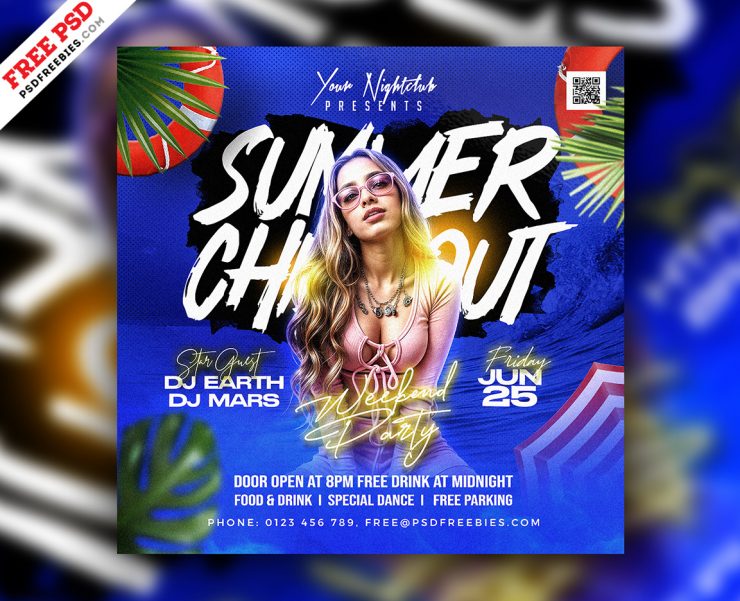 Summer Chillout DJ Party Post PSD Template