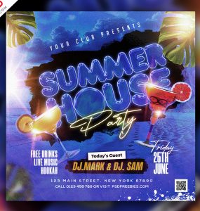 Summer House Music Party Post PSD