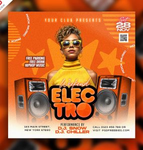 Weekend Electro Party Post PSD Template