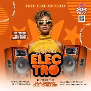 Weekend Electro Party Post PSD Template