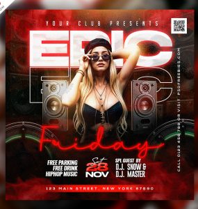 Epic Weekend Music Party Instagram Post PSD