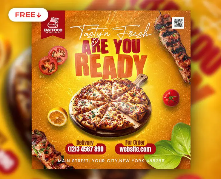 Fast Food Restaurant Social Media Post PSD