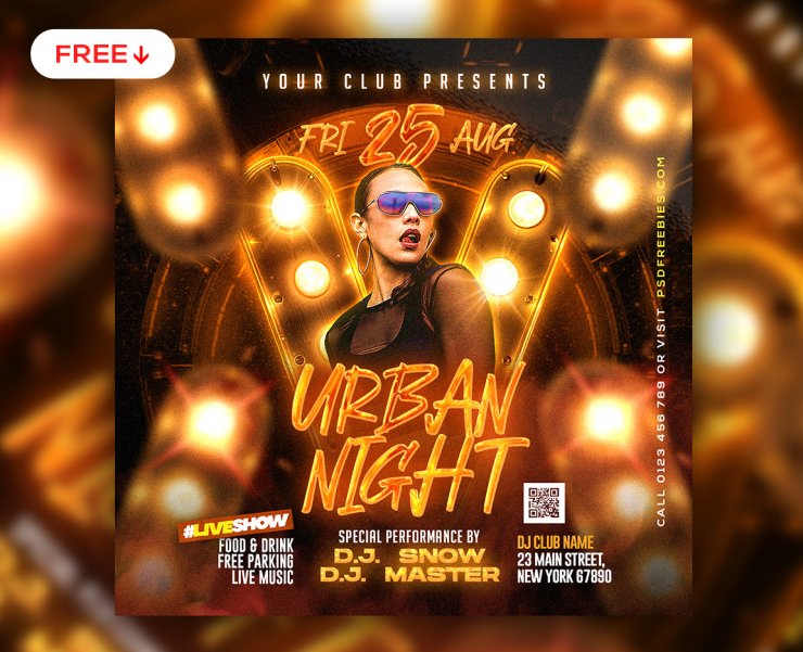 Night Club Crazy Music Party Post PSD