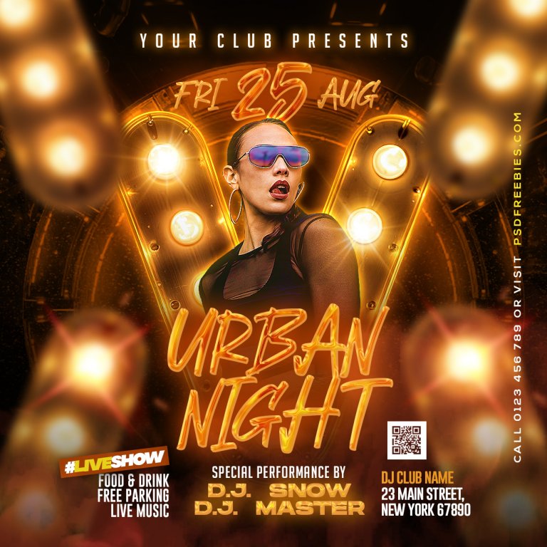 Free PSD | Night Club Crazy Music Party Post PSD | PSDFreebies.com