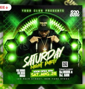 Saturday DJ Music Party Flyer Design PSD