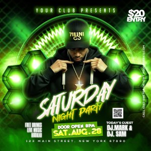 Saturday DJ Music Party Flyer Design PSD