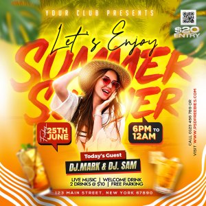 Summer Beach DJ Party Post Design PSD