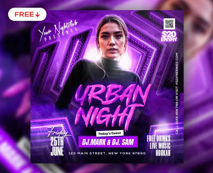 Urban Night DJ Party Post PSD Template