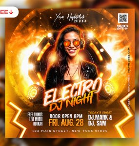 Electro DJ Party Night Post PSD Template