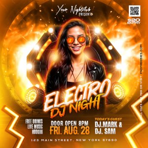 Electro DJ Party Night Post PSD Template