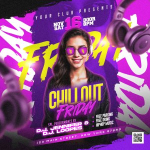 Friday Chillout Music Party Post PSD