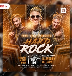 Hard Rock DJ Party Social Media Post PSD