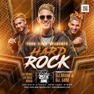 Hard Rock DJ Party Social Media Post PSD