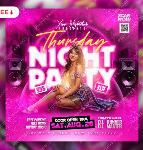 Thursday Crazy Night Party Post PSD