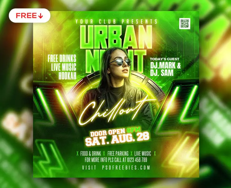 Urban Night Chillout Club Party Post PSD