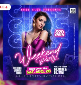 Weekend Girls Club Party Post PSD