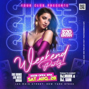 Weekend Girls Club Party Post PSD