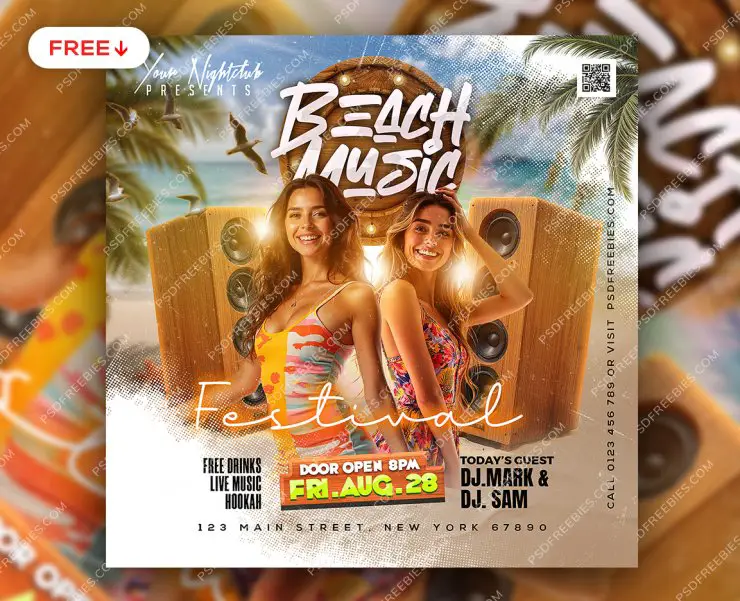 Beach Music Festival Party Post PSD