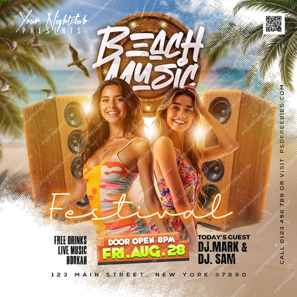 Beach Music Festival Party Post PSD