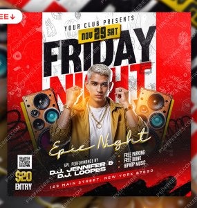 Friday Night Music Event Social Media Post PSD