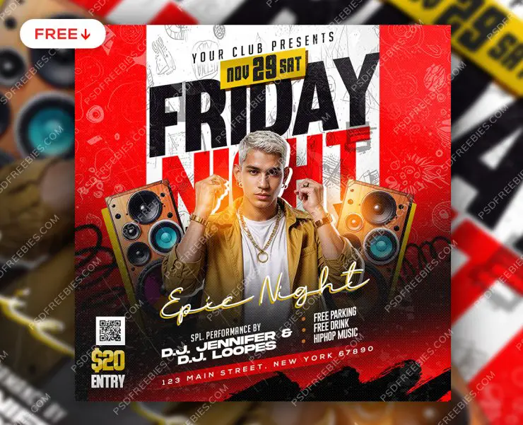 Friday Night Music Event Social Media Post PSD